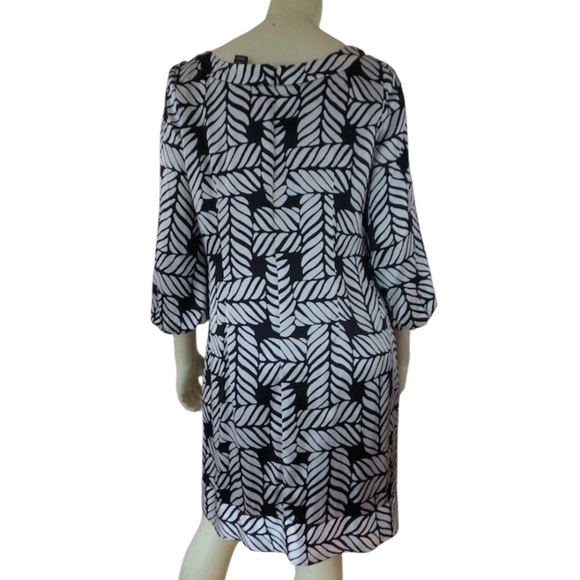 White House Black Market Silk Spandex Blend Shift Dress Lined Abstract sz Large - Picture 2 of 10